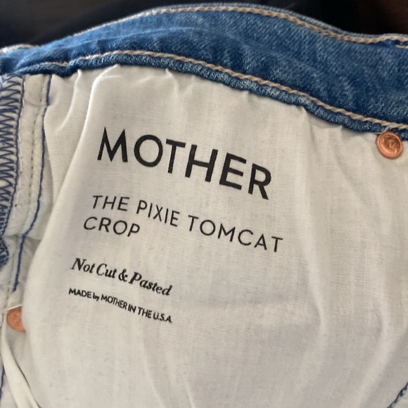 MOTHER Denim The Pixie Tomcat Crop Jeans in Not Cut & Pasted Blue 27 - Picture 14 of 14